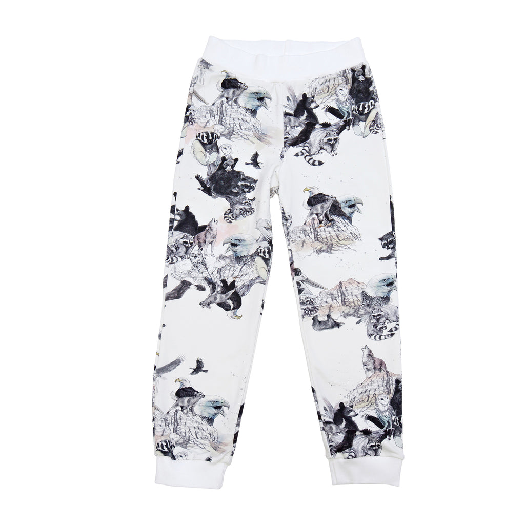 White animal print sweatpants