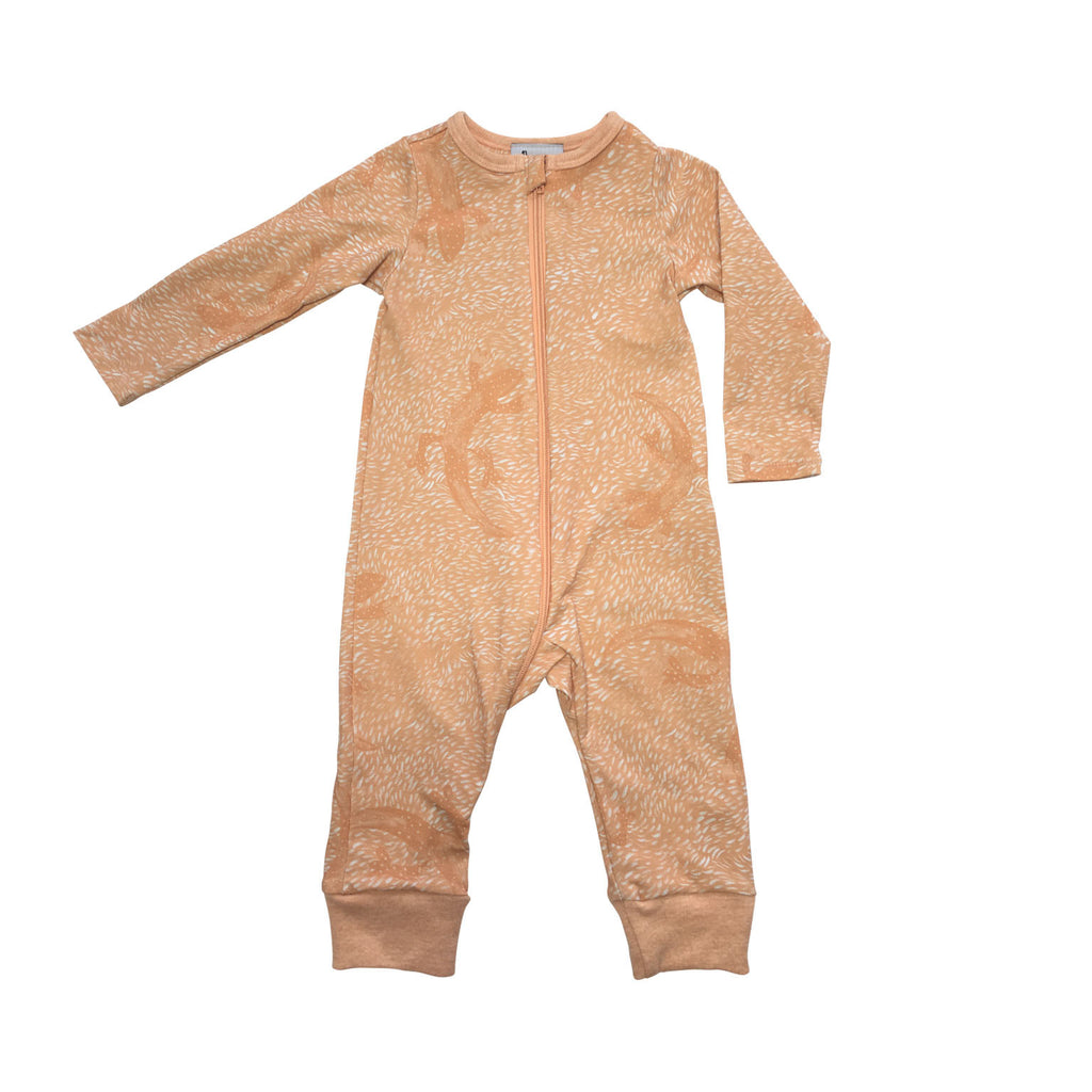 Orange lizard baby jumpsuit